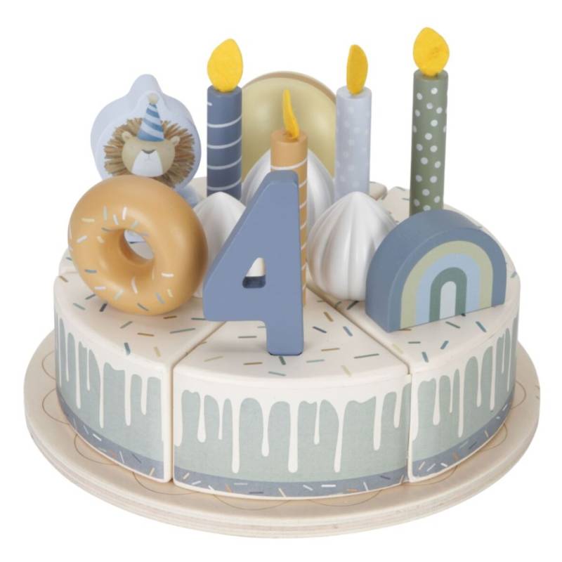 Little Dutch wooden birthday cake blue FSC koka dzimšanas diena kūka ar cipariem un dekorējumiem Little Dutch wooden birthday cake blue FSC koka dzimšanas diena kūka ar cipariem un dekorējumiem