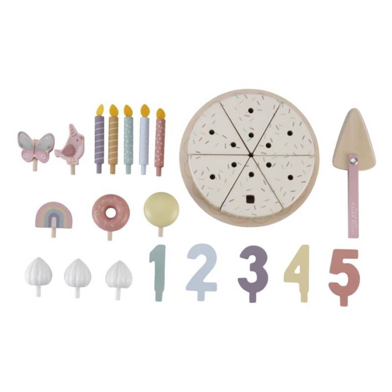 Little Dutch wooden birthday cake pink FSC koka dzimšanas diena kūka ar cipariem un dekorējumiem Little Dutch wooden birthday cake pink FSC koka dzimšanas diena kūka ar cipariem un dekorējumiem