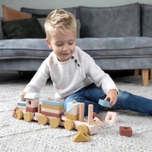 Little Dutch Wooden stacking train FSC koka vilciens Little Dutch Wooden stacking train FSC koka vilciens