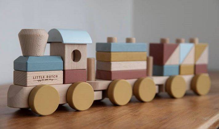 Little Dutch Wooden stacking train FSC koka vilciens Little Dutch Wooden stacking train FSC koka vilciens