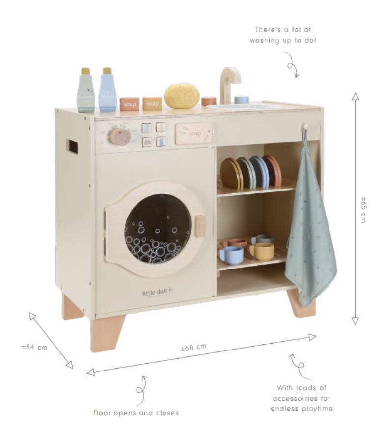 Little Dutch Wooden Washing Machine FSC (Limited Edition) koka veļas mašīna