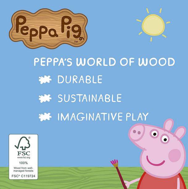Peppa Pig Wooden Grandpa Pigs Train cūciņas Peppas vectēva koka vilciens