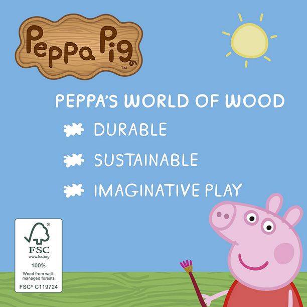 Peppa Pig Wooden Red Car cūciņas Peppas koka sarkana automašīna Peppa Pig Wooden Red Car cūciņas Peppas koka sarkana automašīna