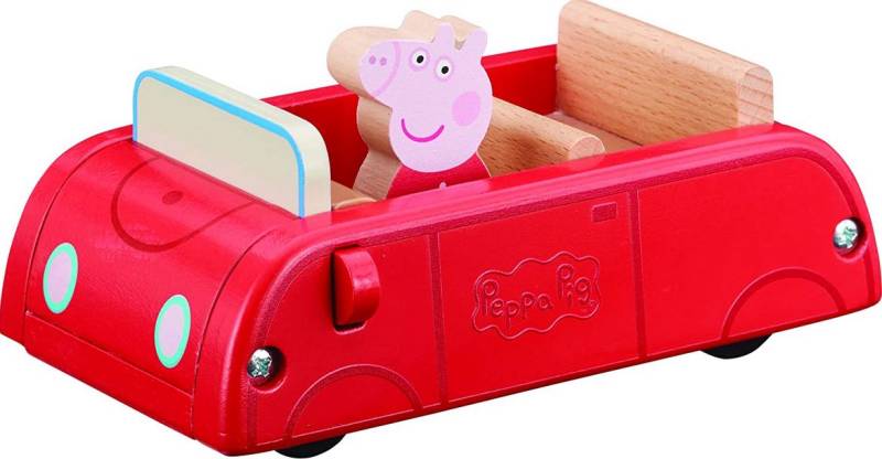 Peppa Pig Wooden Red Car cūciņas Peppas koka sarkana automašīna Peppa Pig Wooden Red Car cūciņas Peppas koka sarkana automašīna