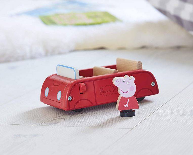 Peppa Pig Wooden Red Car cūciņas Peppas koka sarkana automašīna Peppa Pig Wooden Red Car cūciņas Peppas koka sarkana automašīna