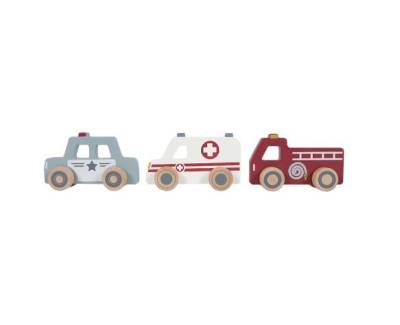 Avārijas dienestu mašīnu komplekts Ambulance Fire brigade Police car set
