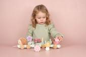 Little Dutch Stacking Train Hedgehog Fairy Garden koka vilciens