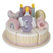 Little Dutch wooden birthday cake pink FSC koka dzimšanas diena kūka ar cipariem un dekorējumiem