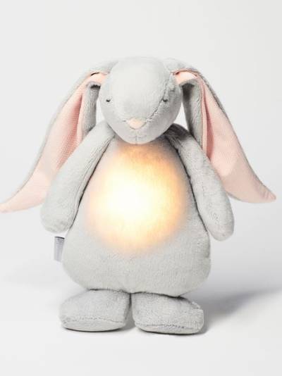 Moonie Humming Bunny – Cloud pelēks zaķītis ar rozā austiņām